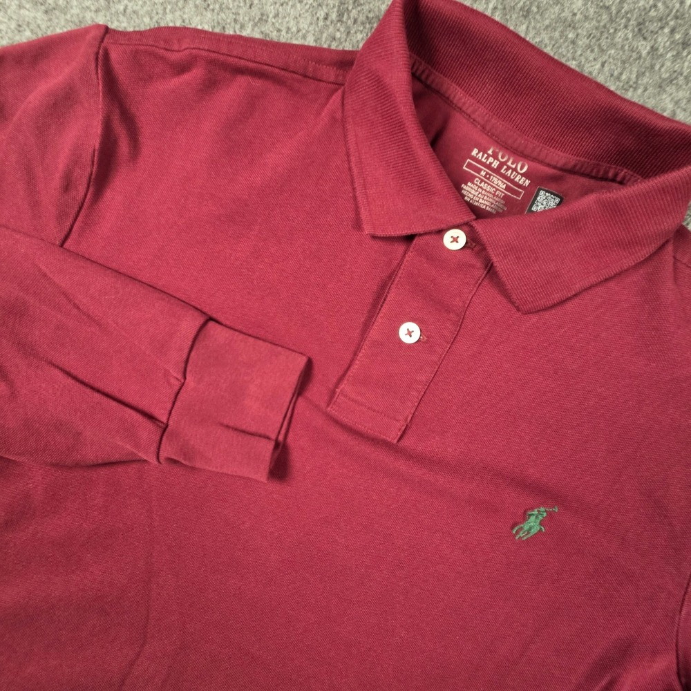 Polo Ralph Lauren Long Sleeve Polo Shirt Mens Medium Burgundy Red Preppy